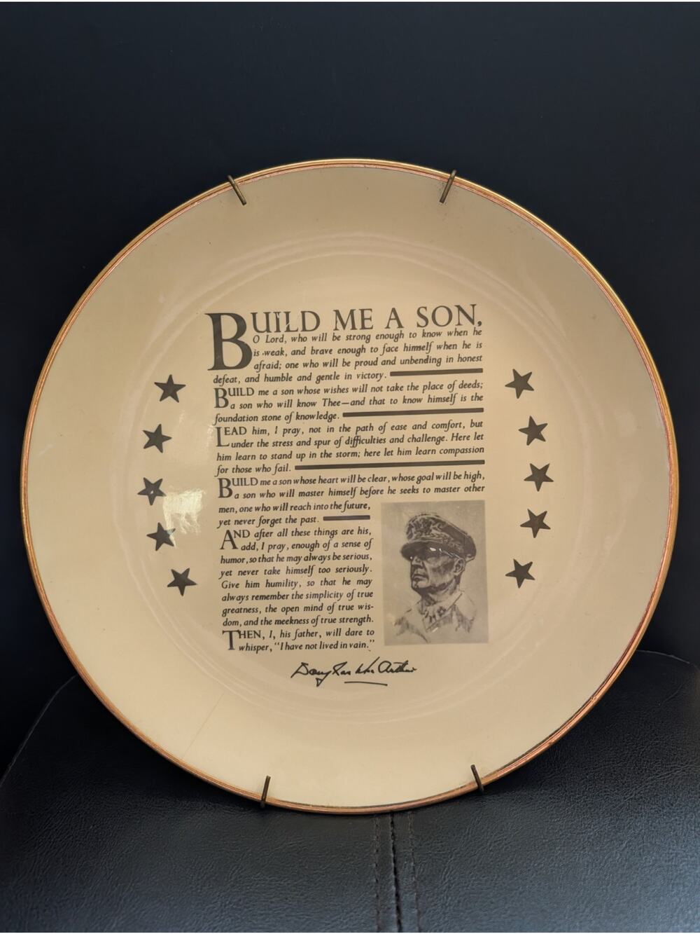 Vintage General Douglas McArthur Build Me A Son Collectible Wall Plate Decor